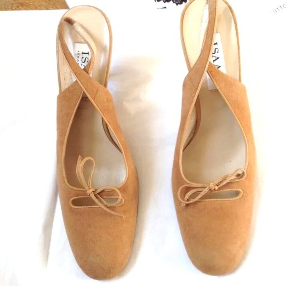 $310 Isaac Mizrahi  suede leather slink-backs shoes* 10